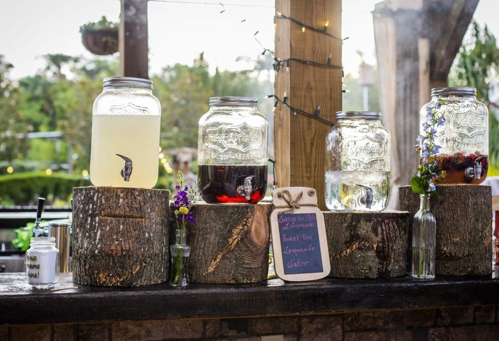 Wedding beverage station at the bar