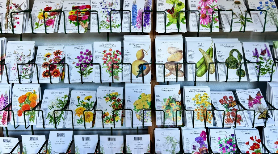 seeds inside Rockledge Gardens seed shed